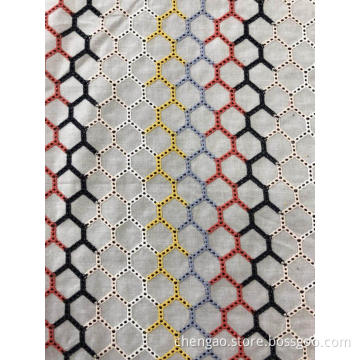 Six Color Hexagon Cotton Embroider Fabric